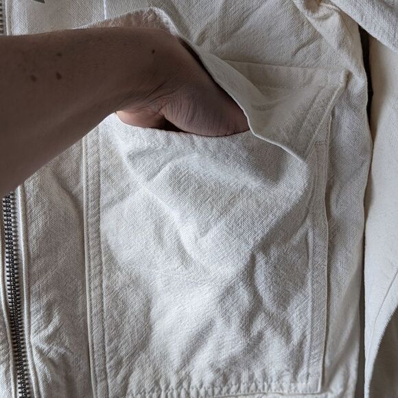 Everlane Oversized Organic Cotton Canvas Hooded Anorak Bone Jacket Zip XS NWT - Picture 14 of 16
